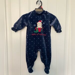 Baby 0-3M First Christmas Bear Vintage Sleep N Play Footed Sleeper